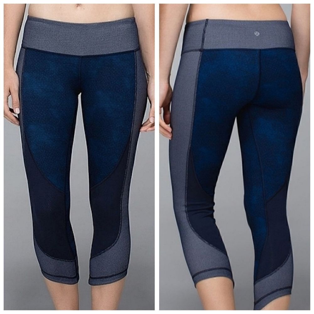 Lululemon Wunder Under Sashiko Denim Blue Cropped Leggings Limited Edition 4 - Picture 6 of 6